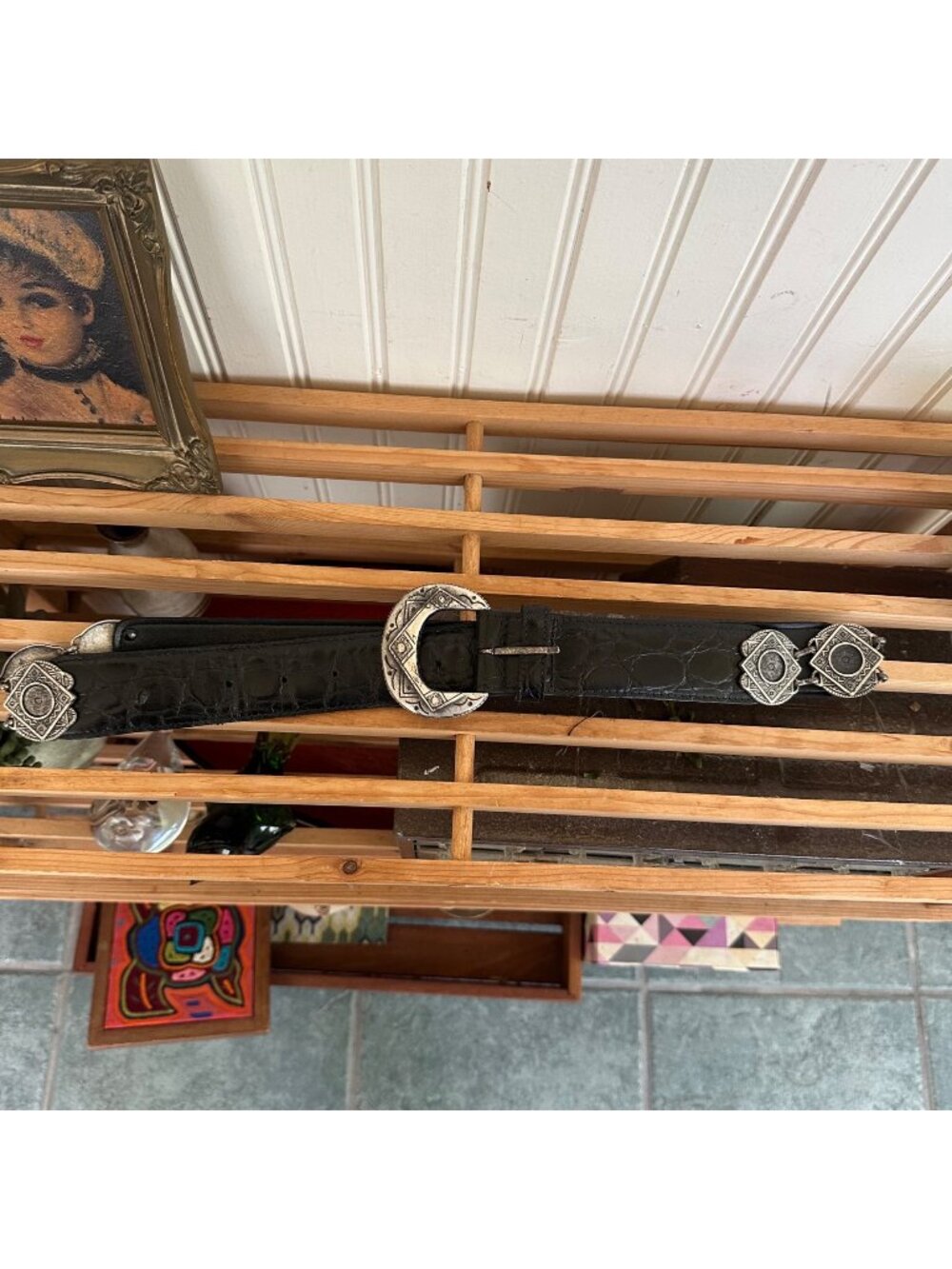 The Limited Black Genuine Leather Belt With Silver-Tone Western Buckle & Accents